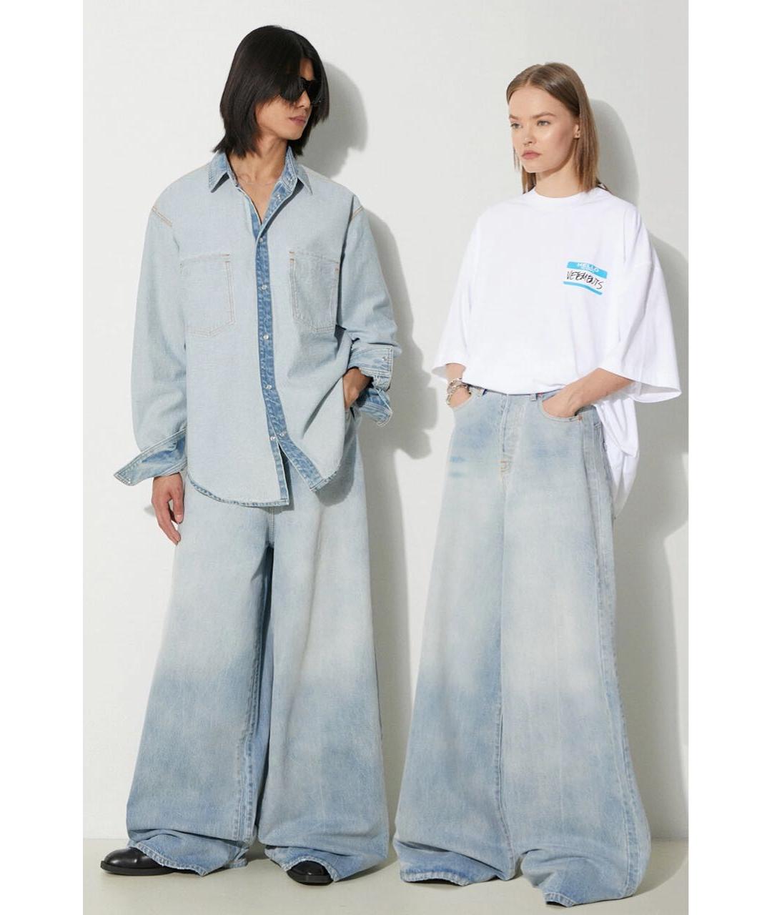 VETEMENTS Голубые хлопковые прямые джинсы, фото 7