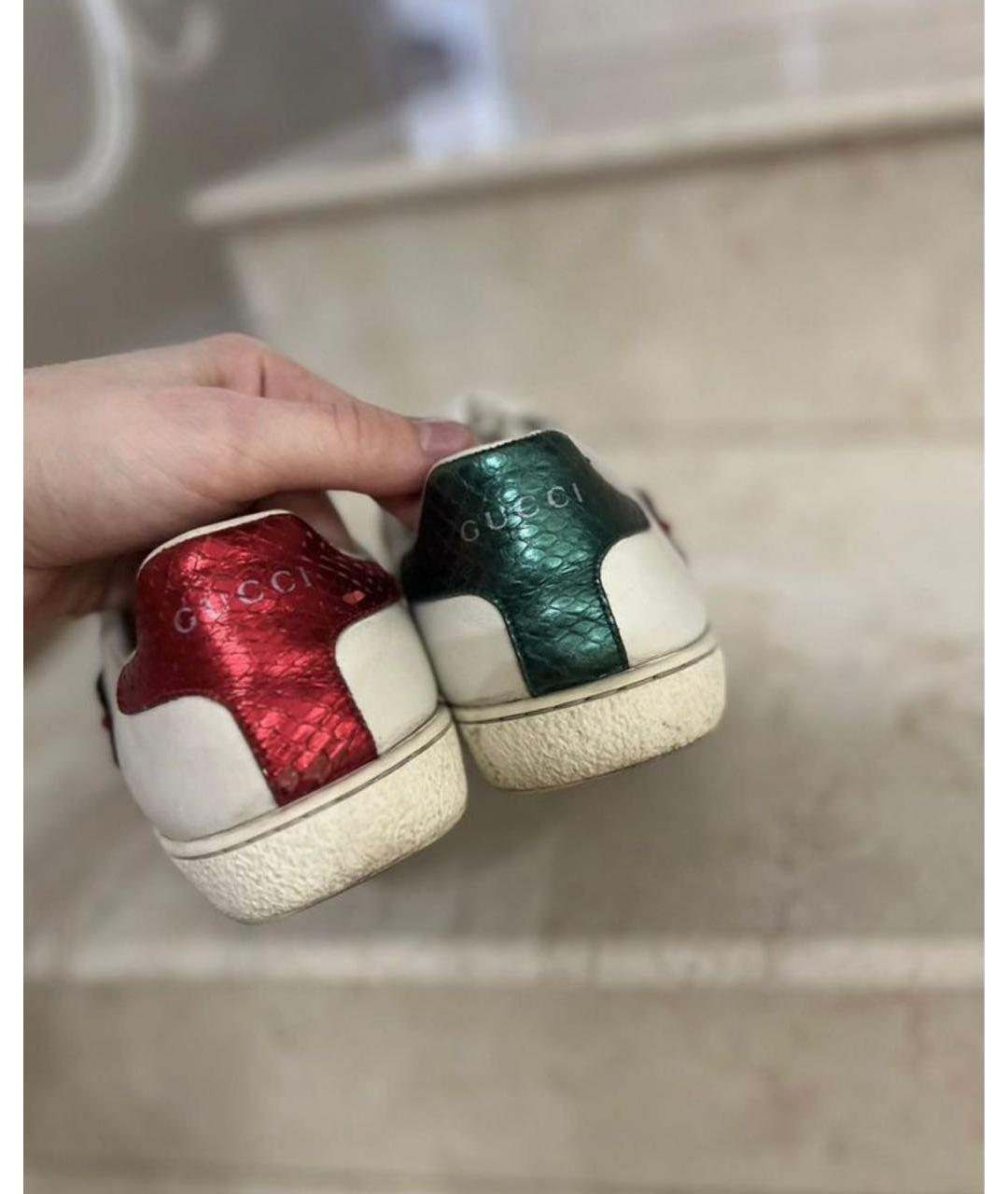 GUCCI Белые кожаные кеды, фото 3