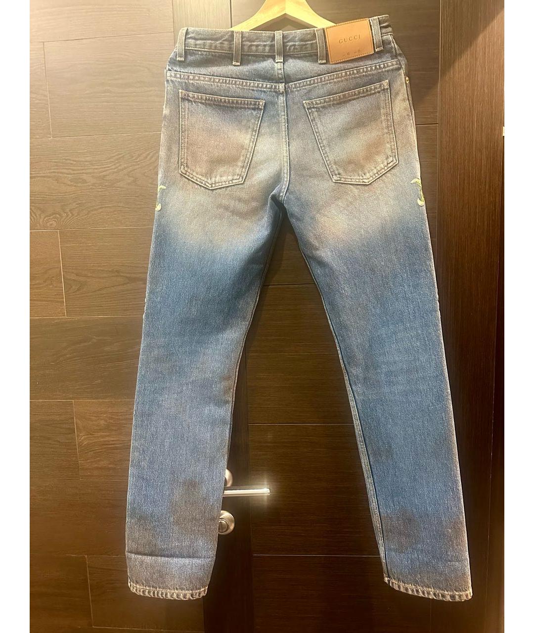 GUCCI Синие хлопковые прямые джинсы, фото 4