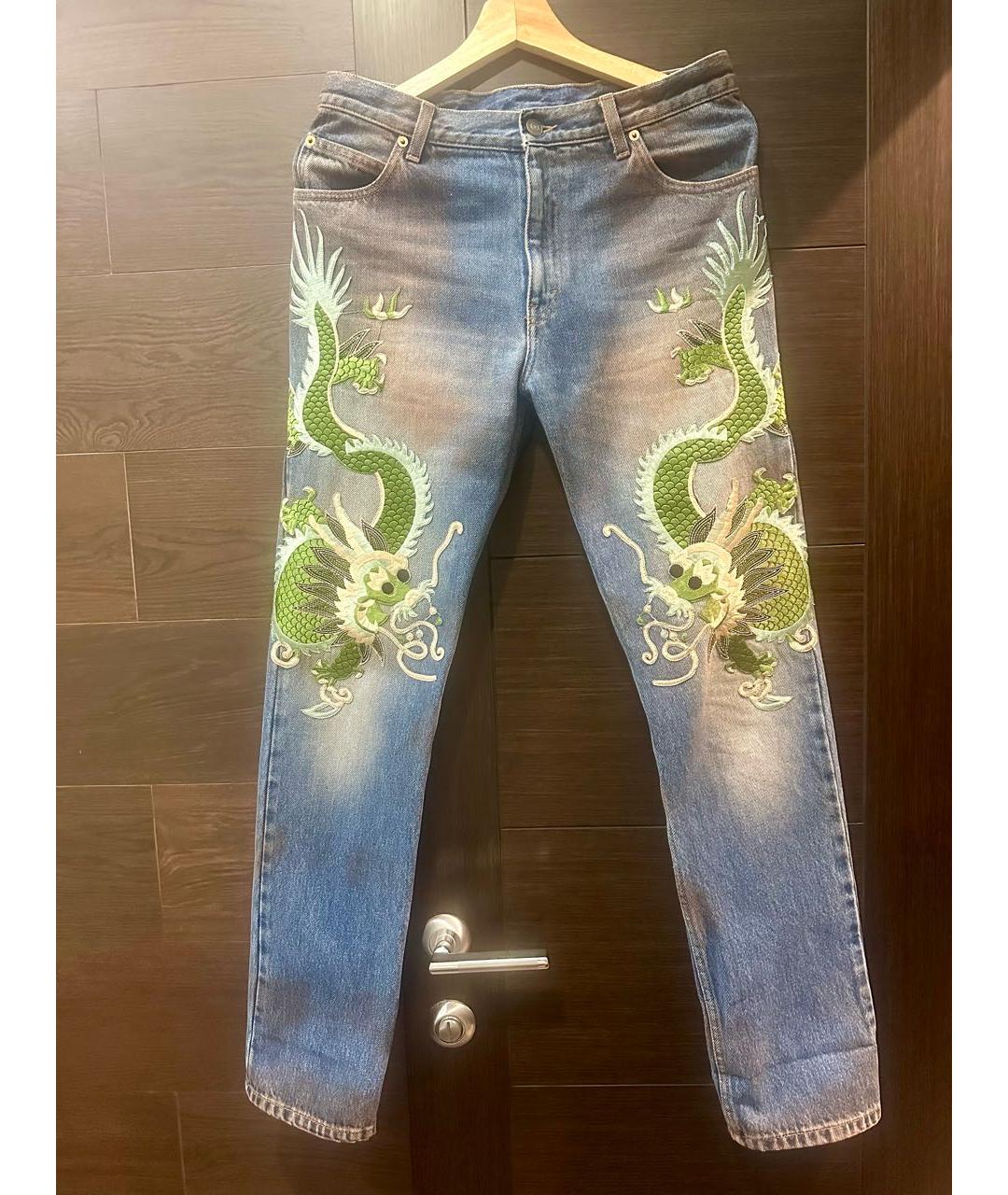 GUCCI Синие хлопковые прямые джинсы, фото 3