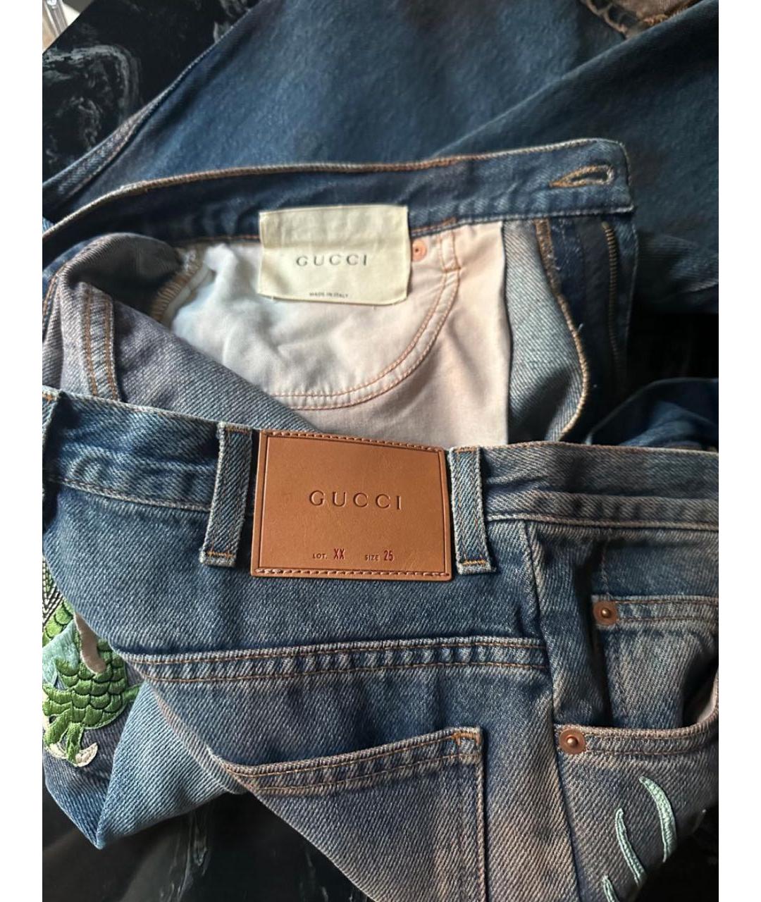 GUCCI Синие хлопковые прямые джинсы, фото 8