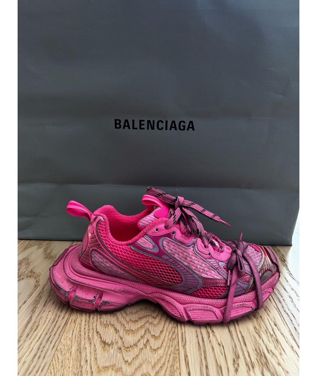 BALENCIAGA Розовые текстильные кроссовки, фото 5