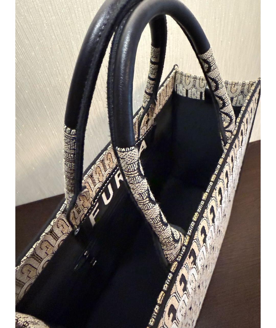 FURLA Бежевая жаккардовая сумка тоут, фото 4