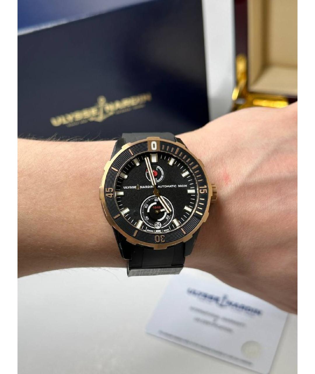 Ulysse Nardin Черные часы из розового золота, фото 6