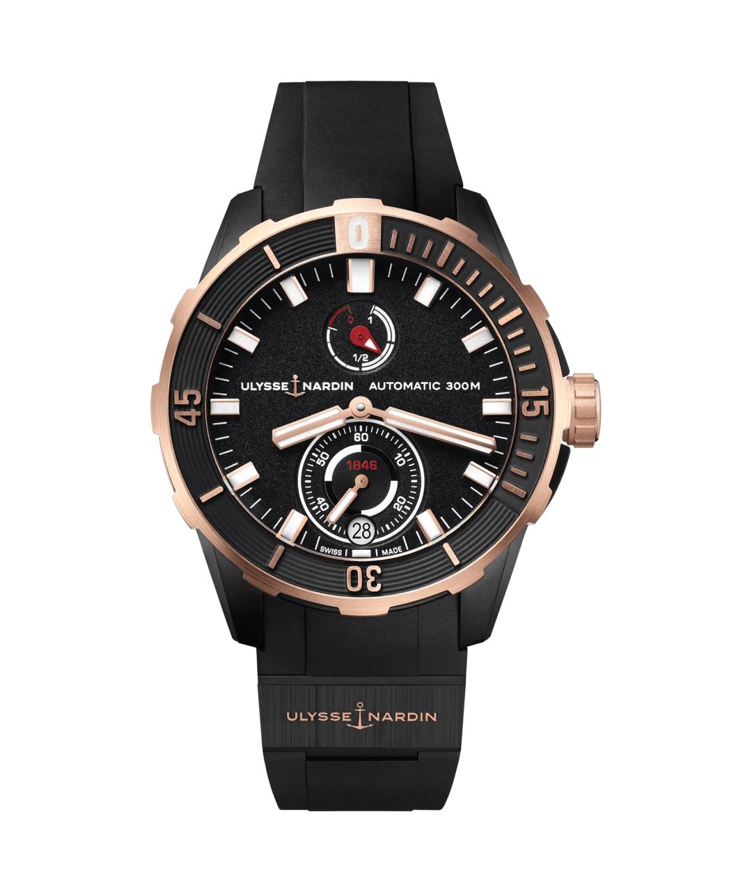 Ulysse Nardin Черные часы из розового золота, фото 7