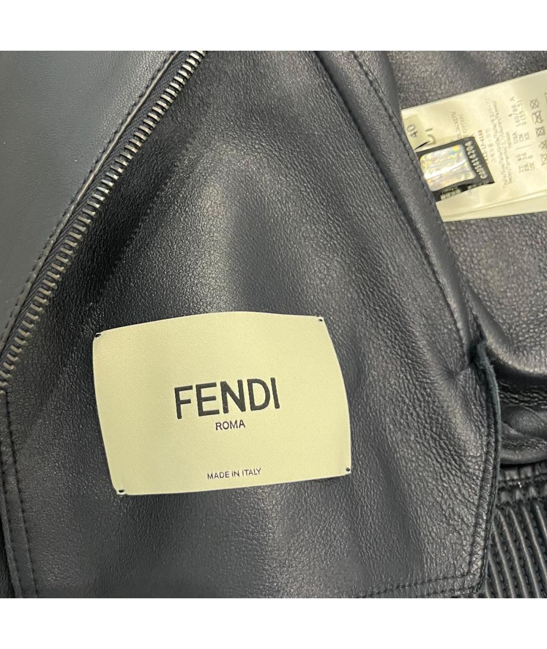 FENDI Темно-синяя кожаная куртка, фото 4