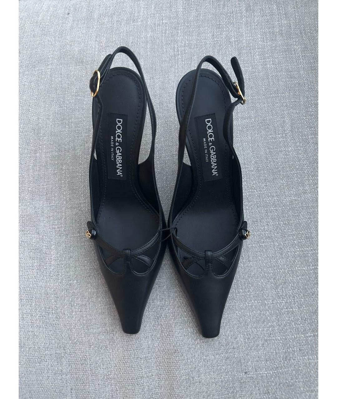 DOLCE&GABBANA Черные кожаные туфли, фото 2
