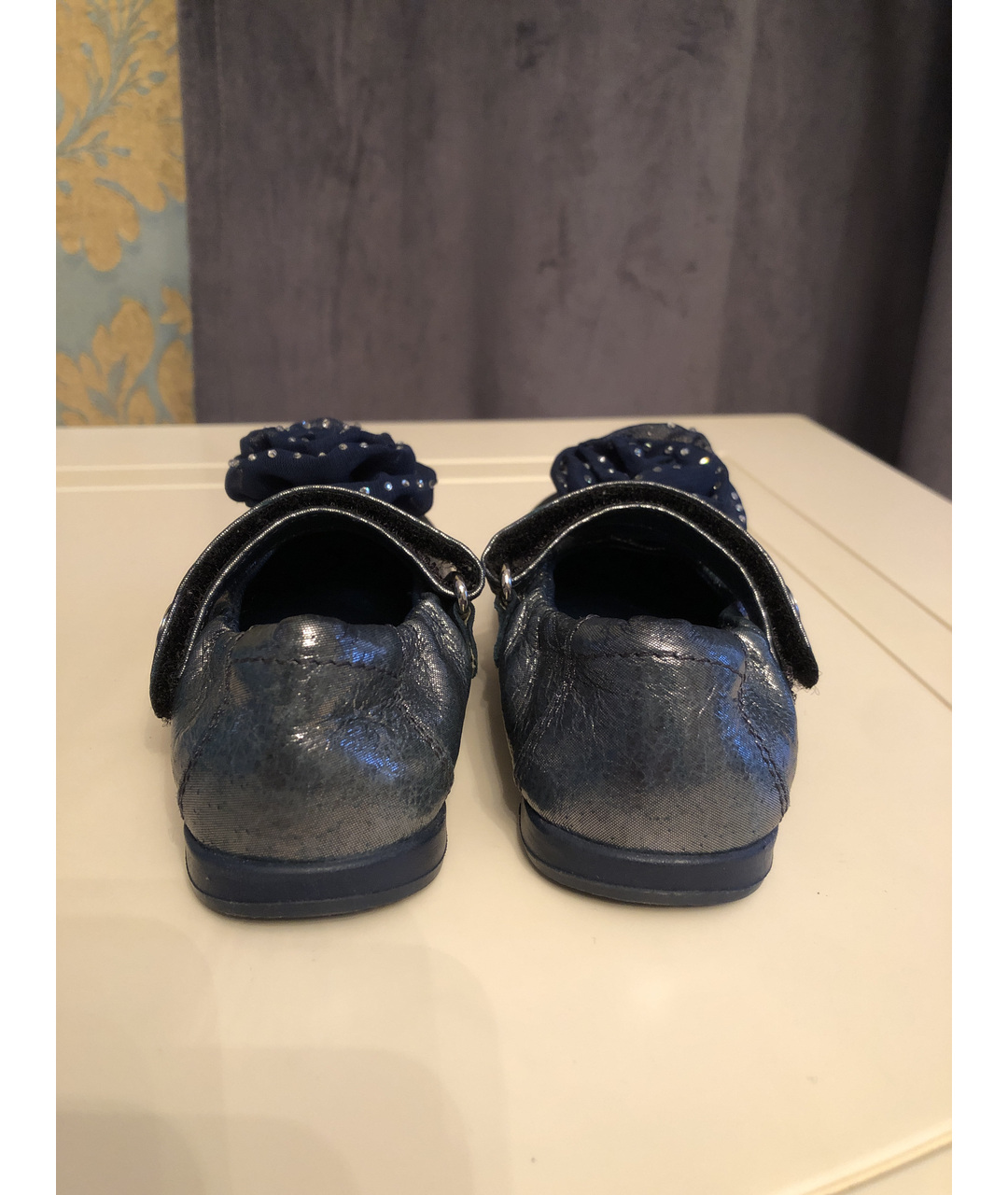 BLUMARINE BABY Синие кожаные балетки и туфли, фото 4