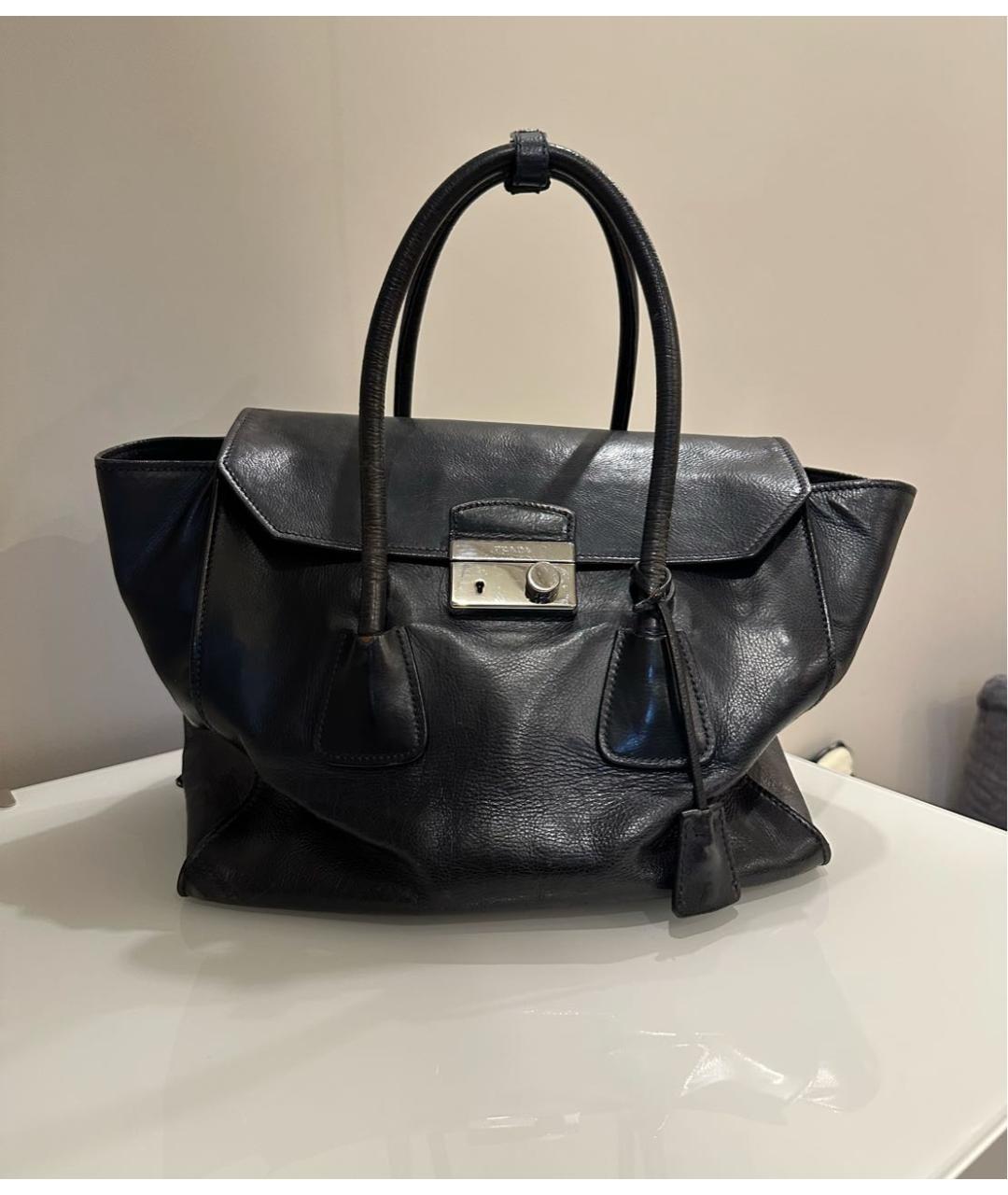 PRADA Темно-синяя кожаная сумка с короткими ручками, фото 9