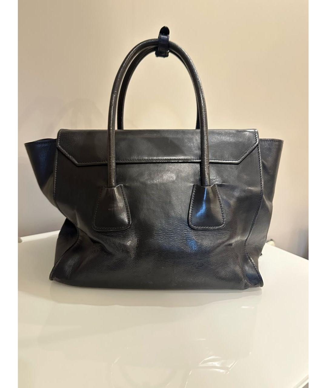 PRADA Темно-синяя кожаная сумка с короткими ручками, фото 3