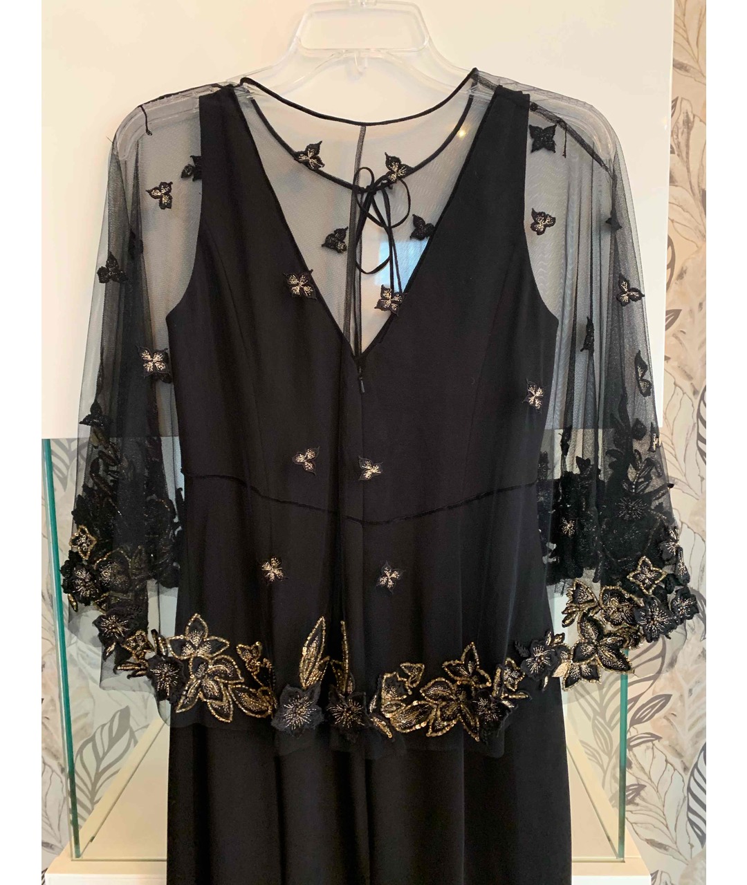 MARCHESA NOTTE Черное шифоновое вечернее платье, фото 3