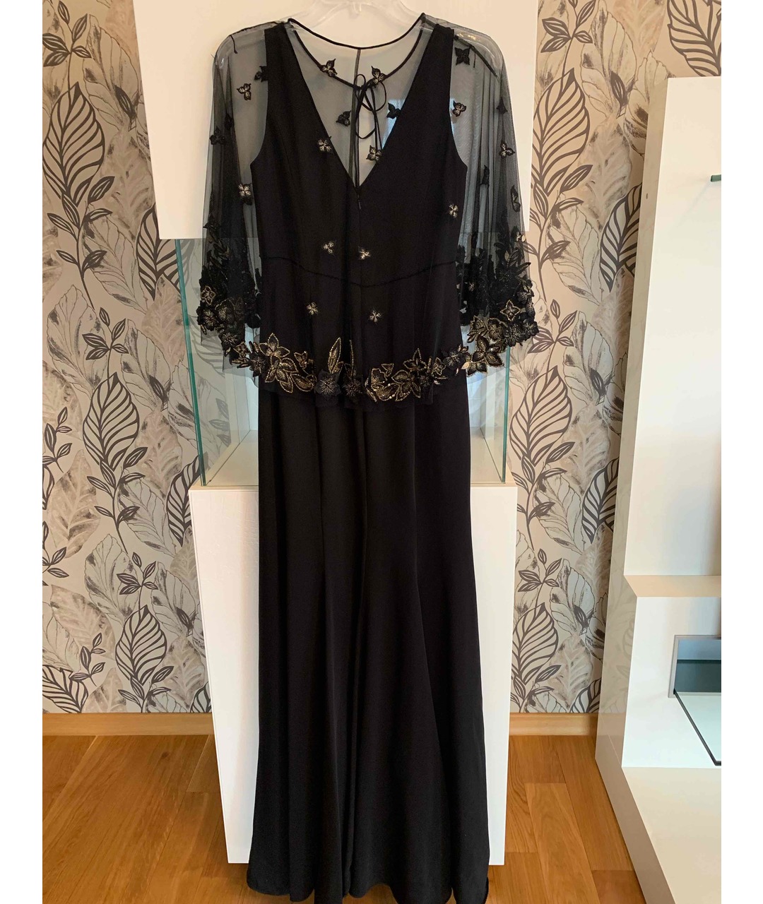 MARCHESA NOTTE Черное шифоновое вечернее платье, фото 2