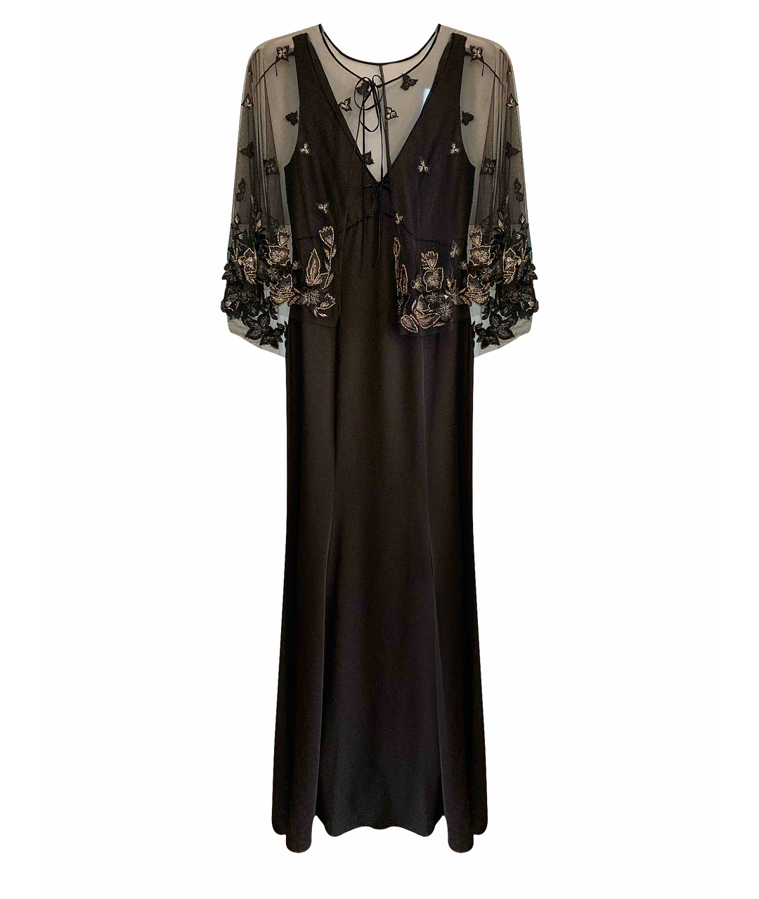 MARCHESA NOTTE Черное шифоновое вечернее платье, фото 1