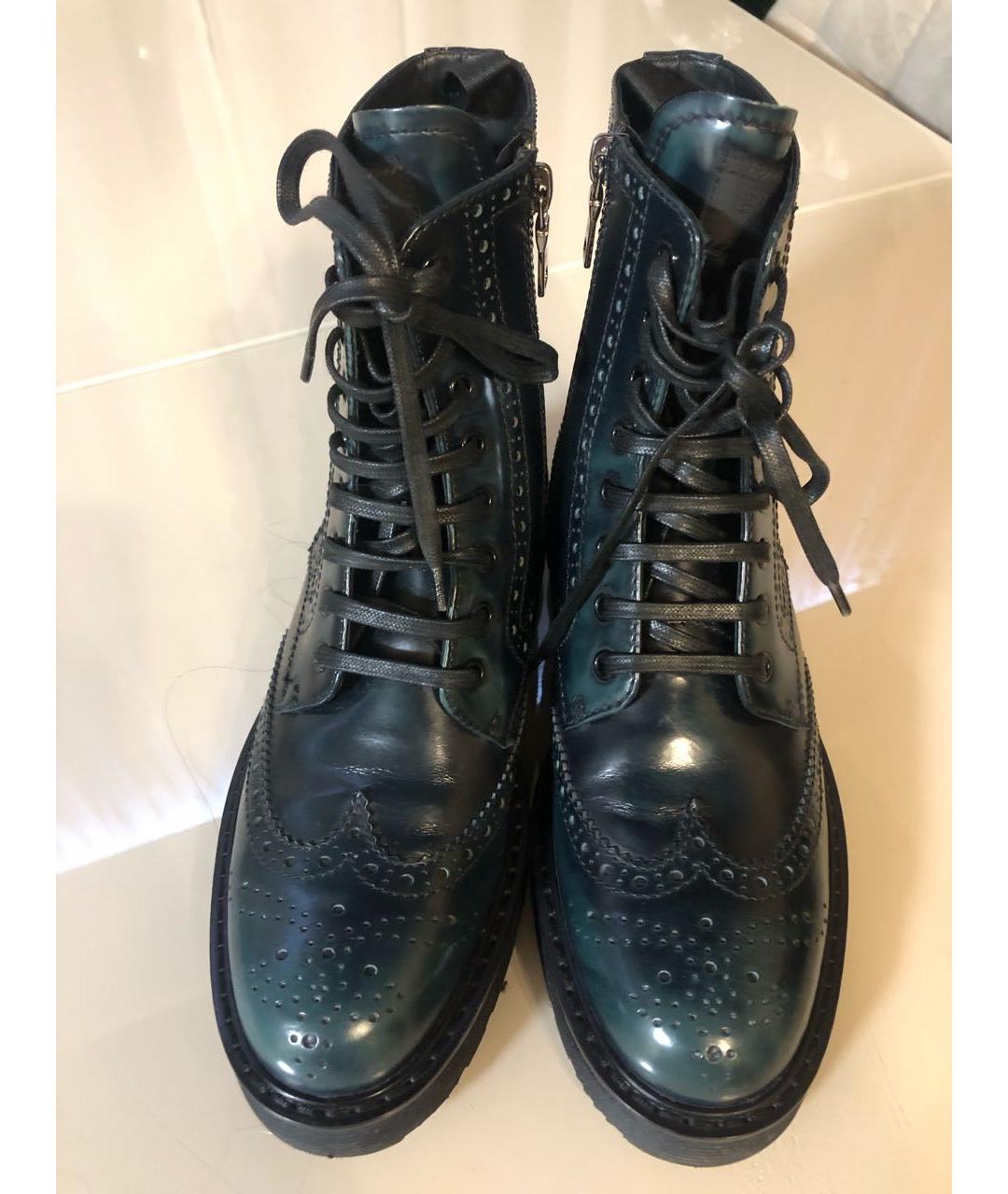 PRADA Зеленые кожаные ботинки, фото 2