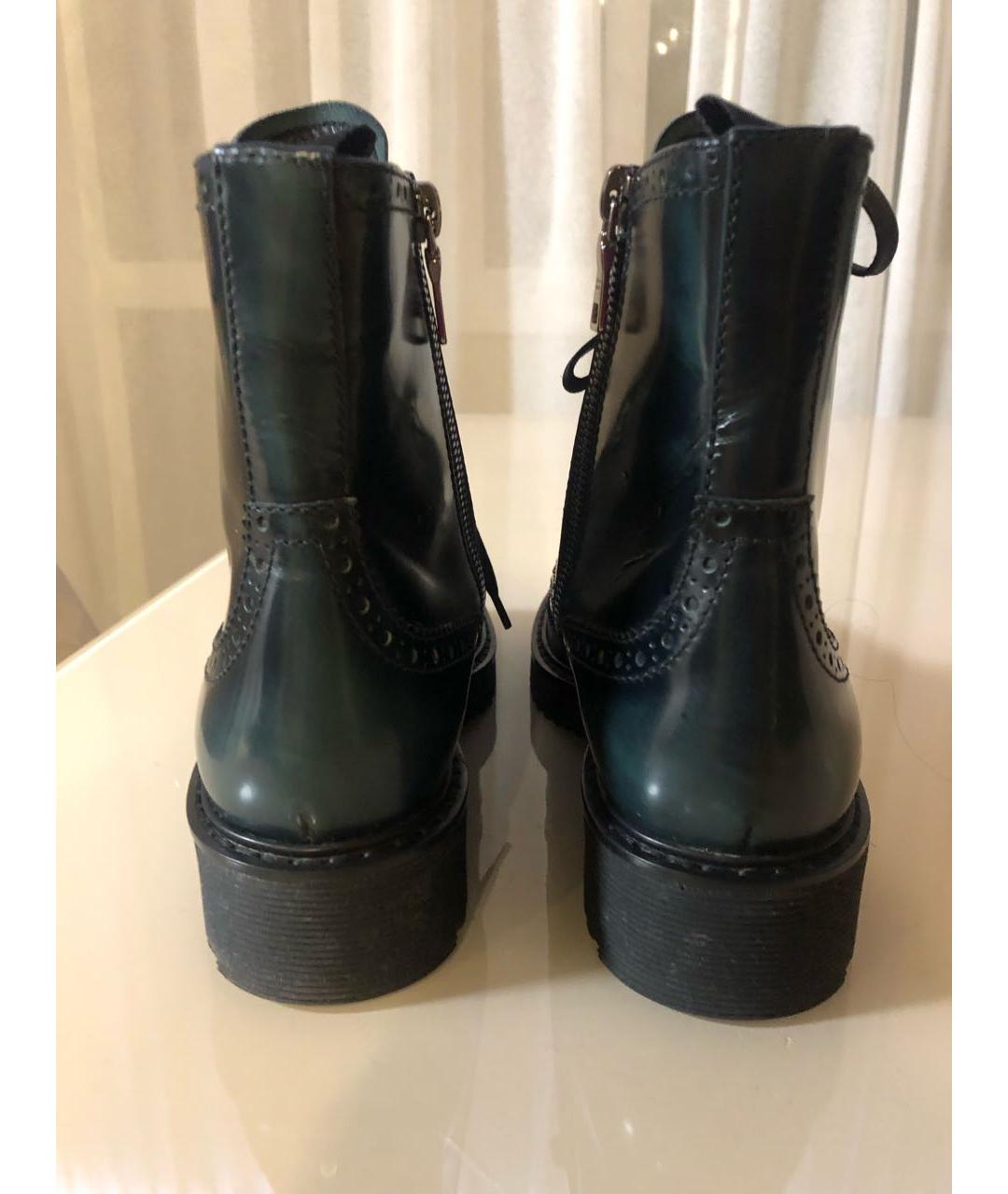 PRADA Зеленые кожаные ботинки, фото 4
