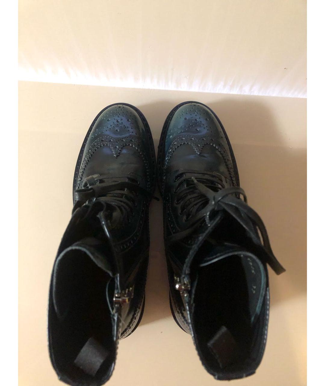 PRADA Зеленые кожаные ботинки, фото 3