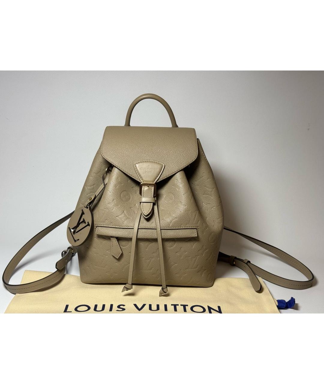 LOUIS VUITTON Бежевый кожаный рюкзак, фото 9