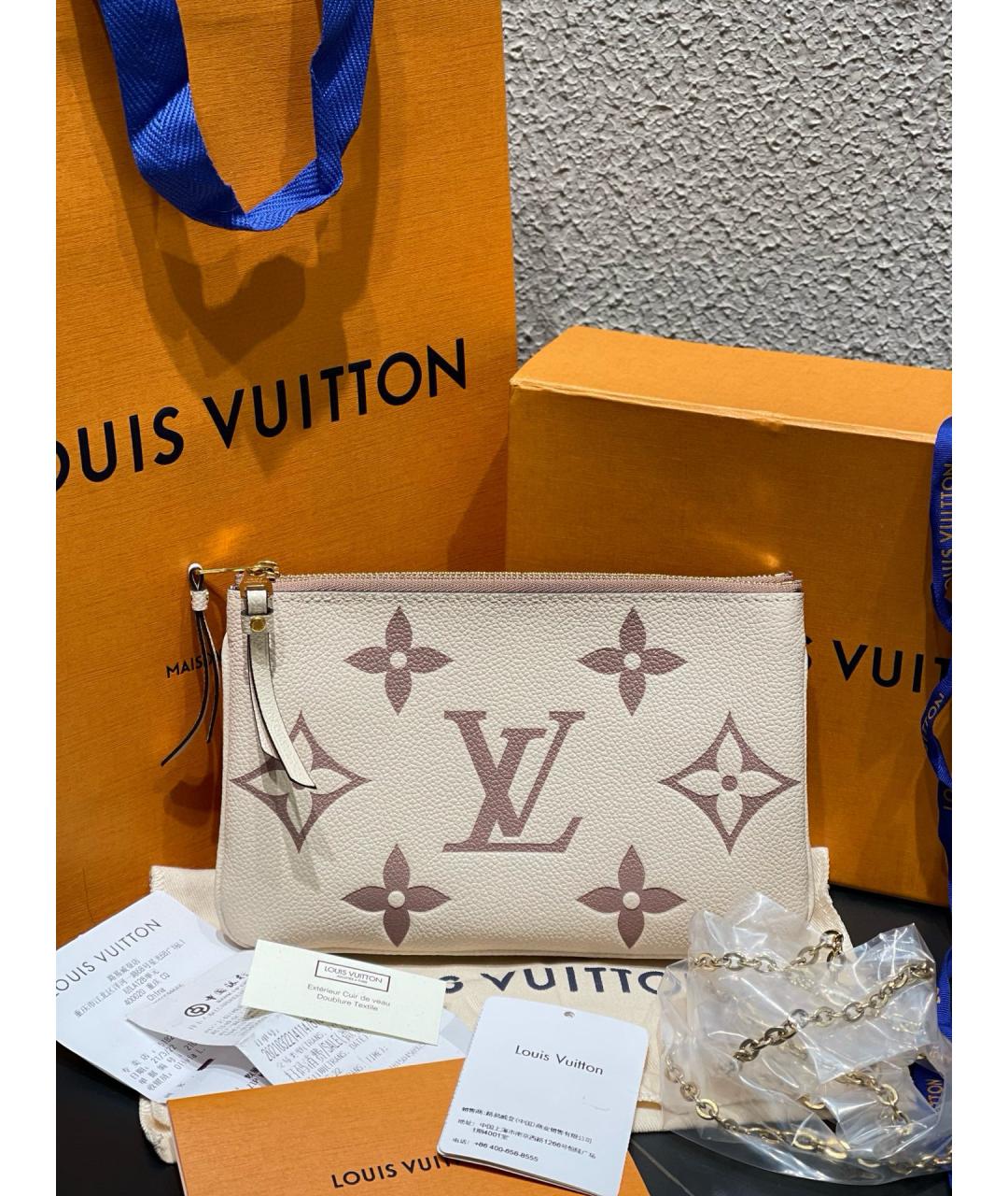 LOUIS VUITTON Бежевая кожаная сумка через плечо, фото 8