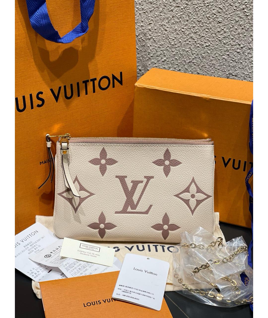 LOUIS VUITTON Бежевая кожаная сумка через плечо, фото 2