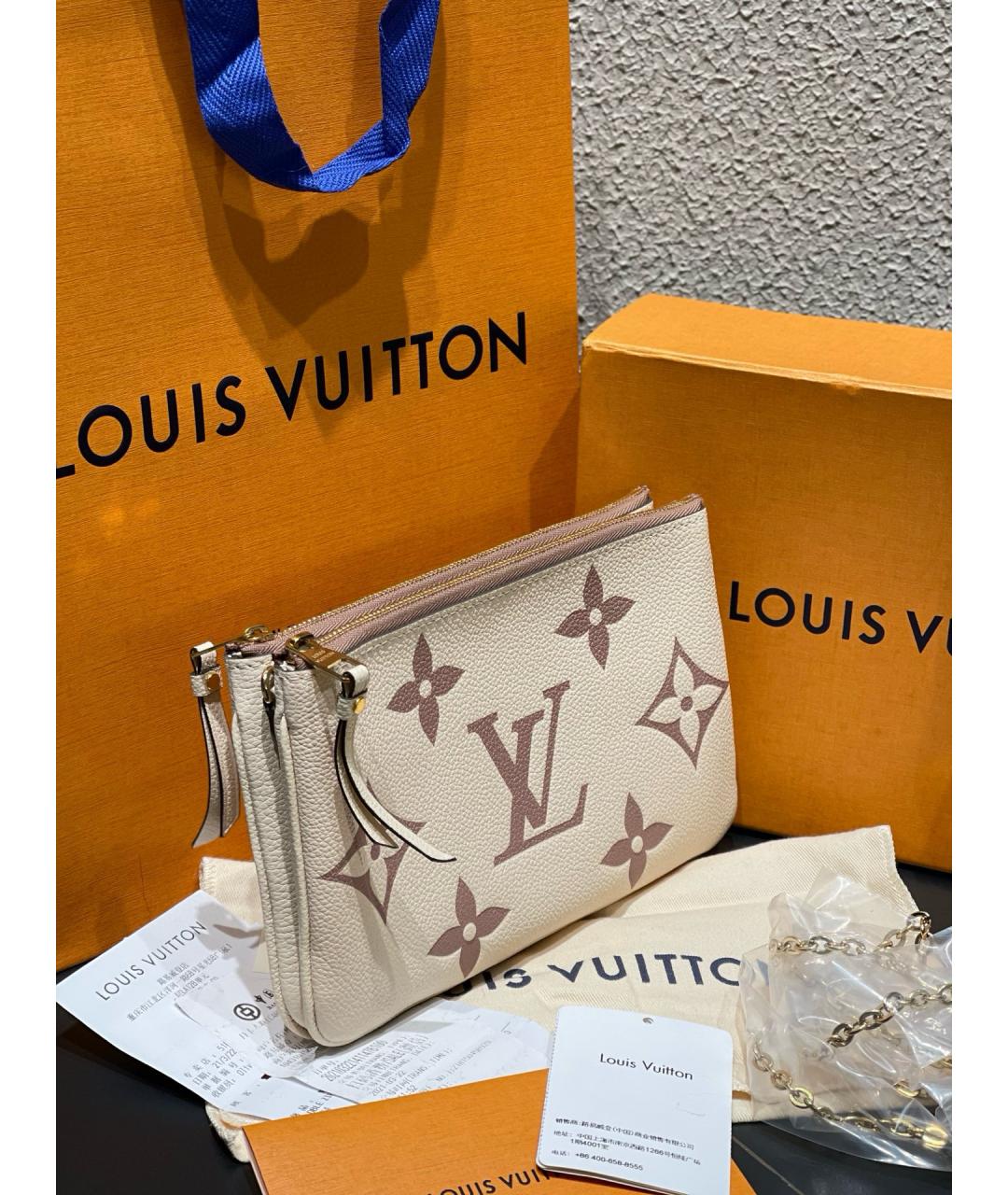 LOUIS VUITTON Бежевая кожаная сумка через плечо, фото 3