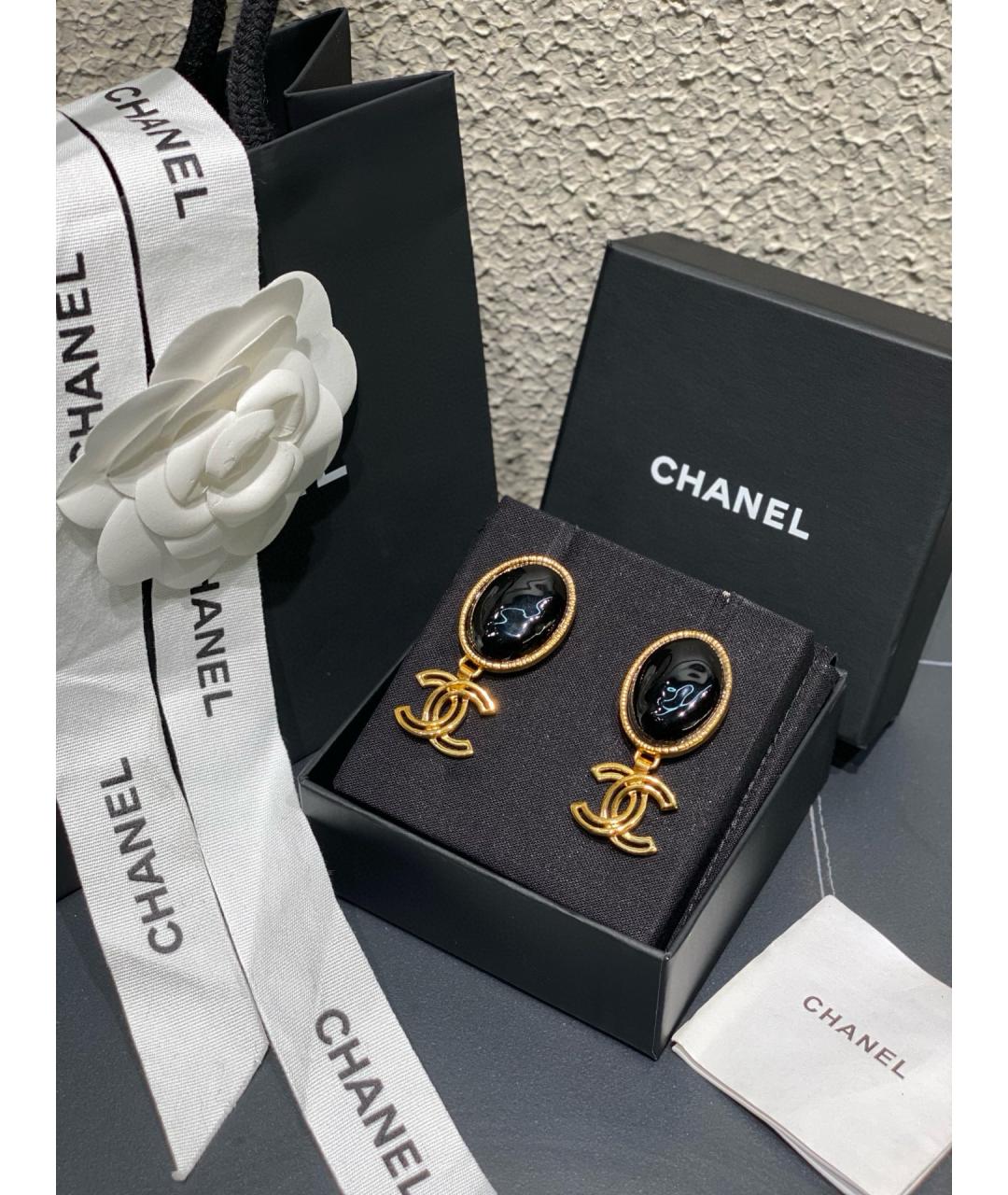 CHANEL Черные серьги, фото 6