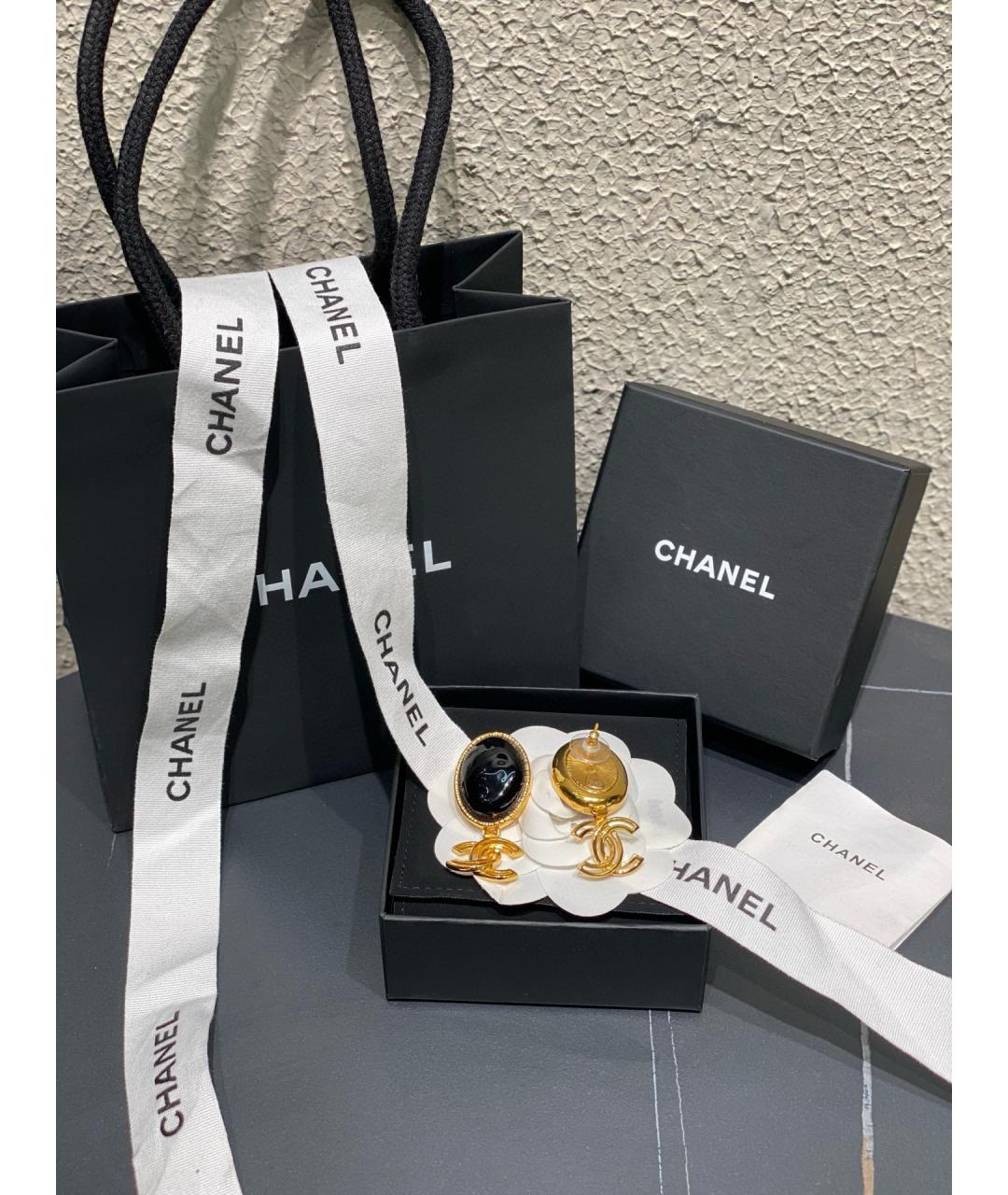 CHANEL Черные серьги, фото 3