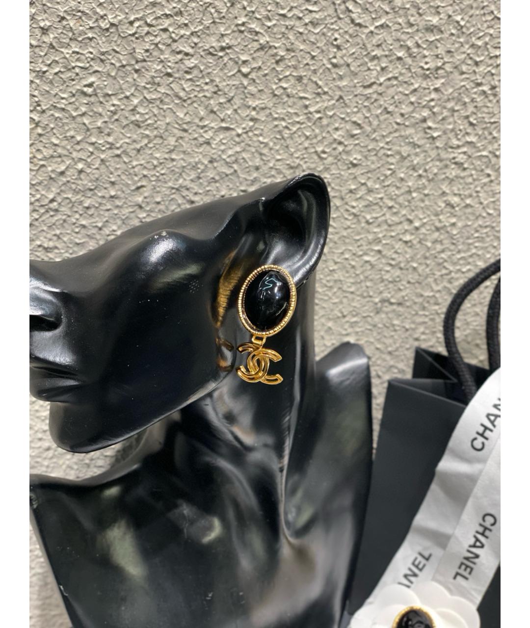 CHANEL Черные серьги, фото 4