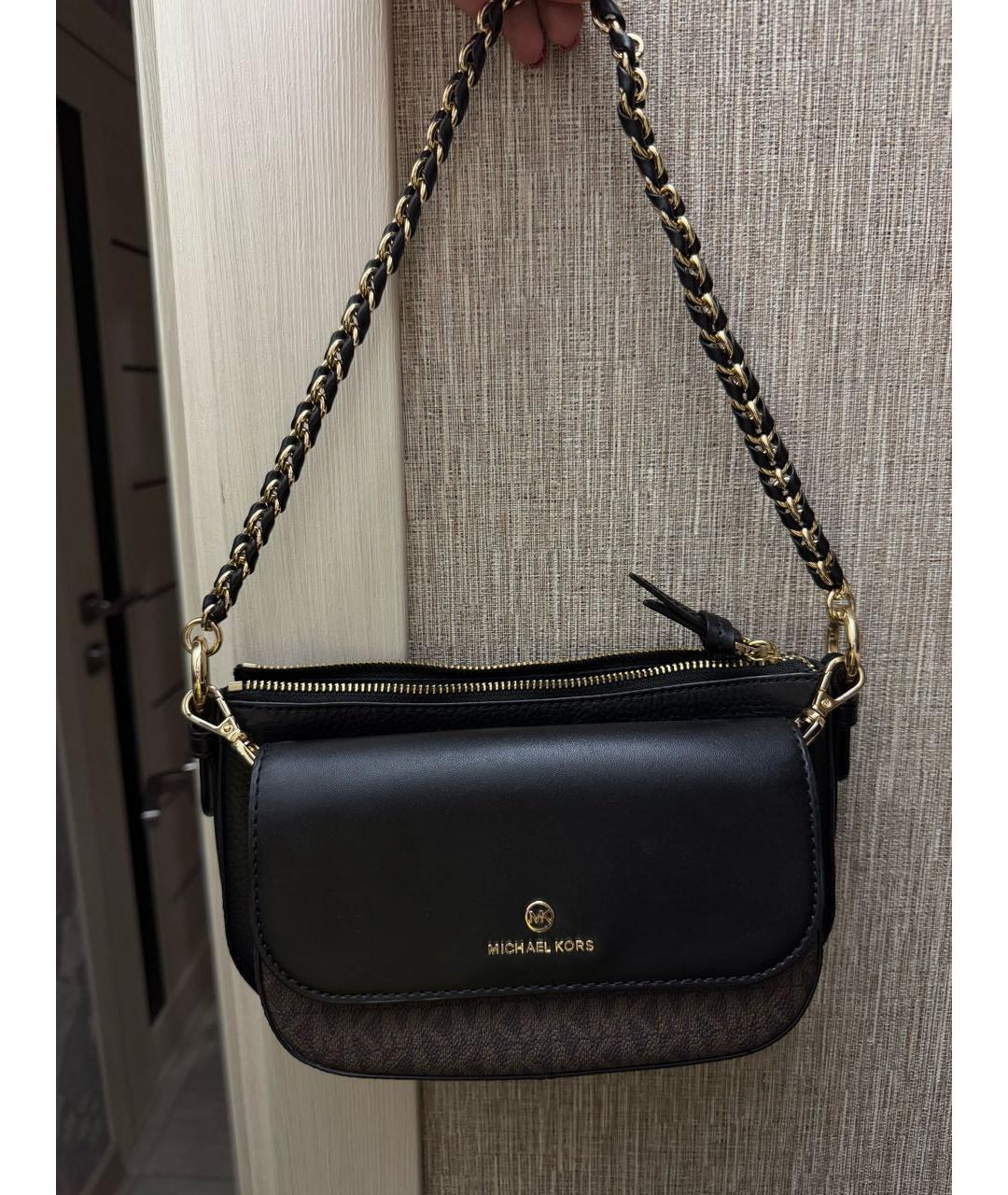 MICHAEL KORS Черная кожаная сумка через плечо, фото 7