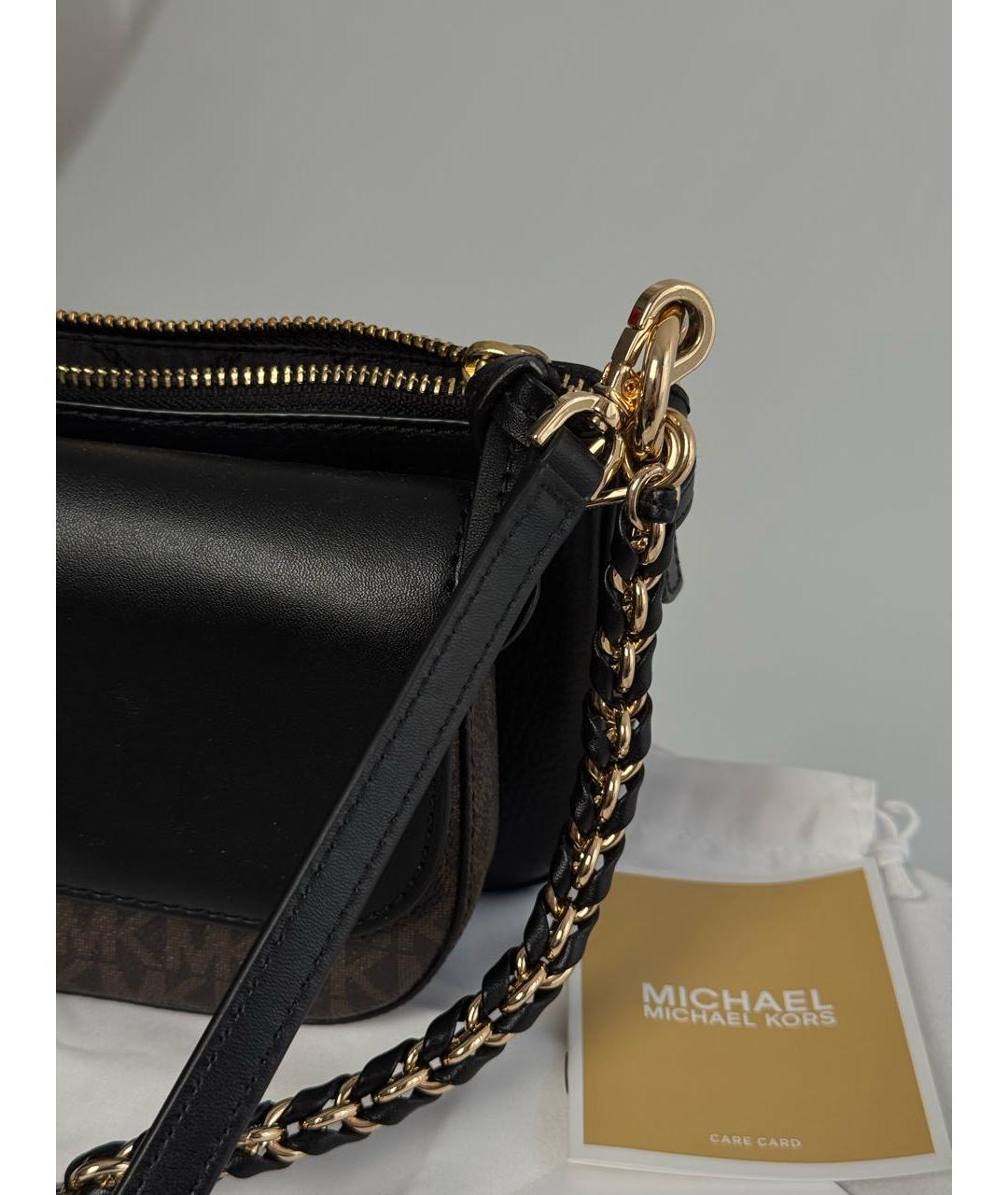 MICHAEL KORS Черная кожаная сумка через плечо, фото 4