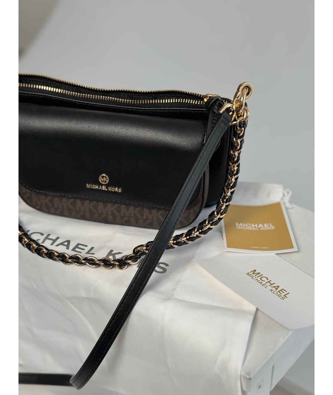 MICHAEL KORS Черная кожаная сумка через плечо, фото 2
