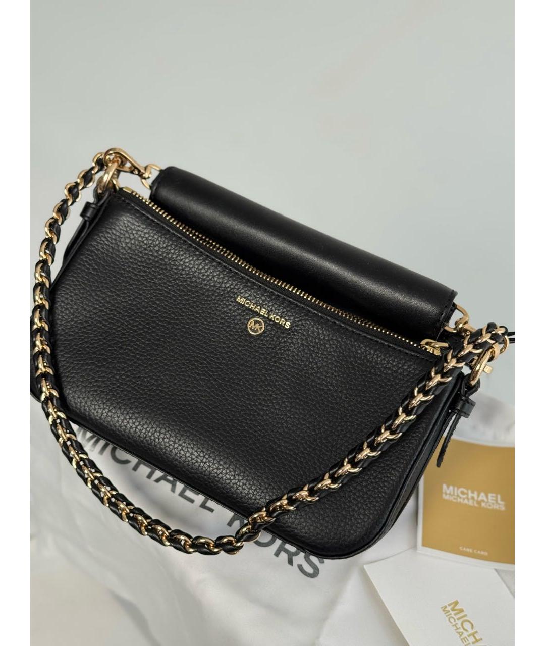MICHAEL KORS Черная кожаная сумка через плечо, фото 3