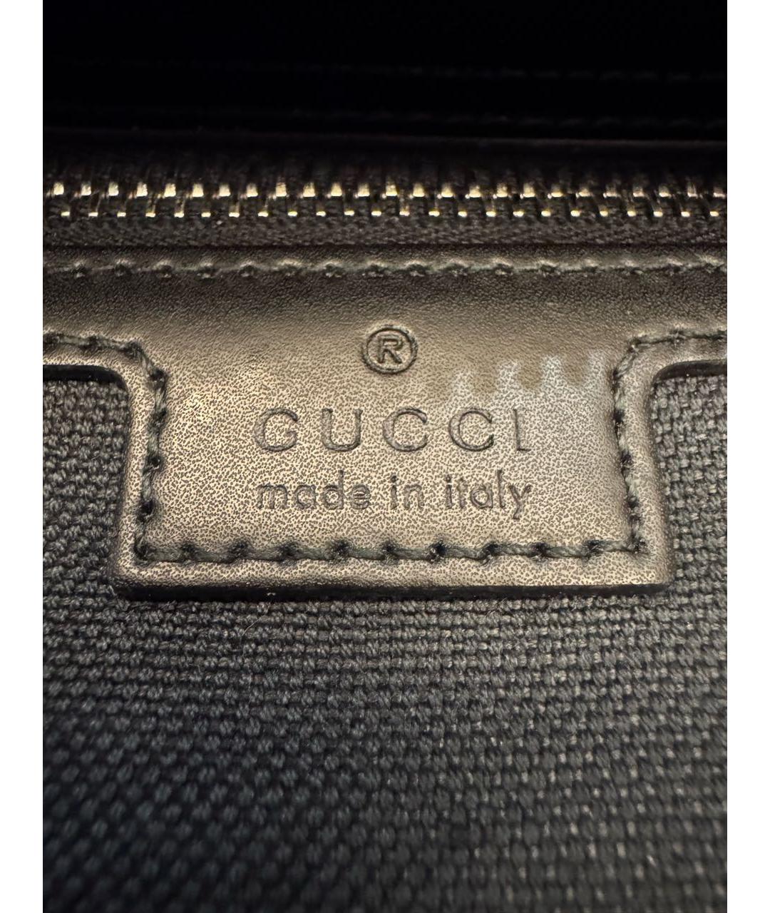 GUCCI Черная кожаная барсетка, фото 4