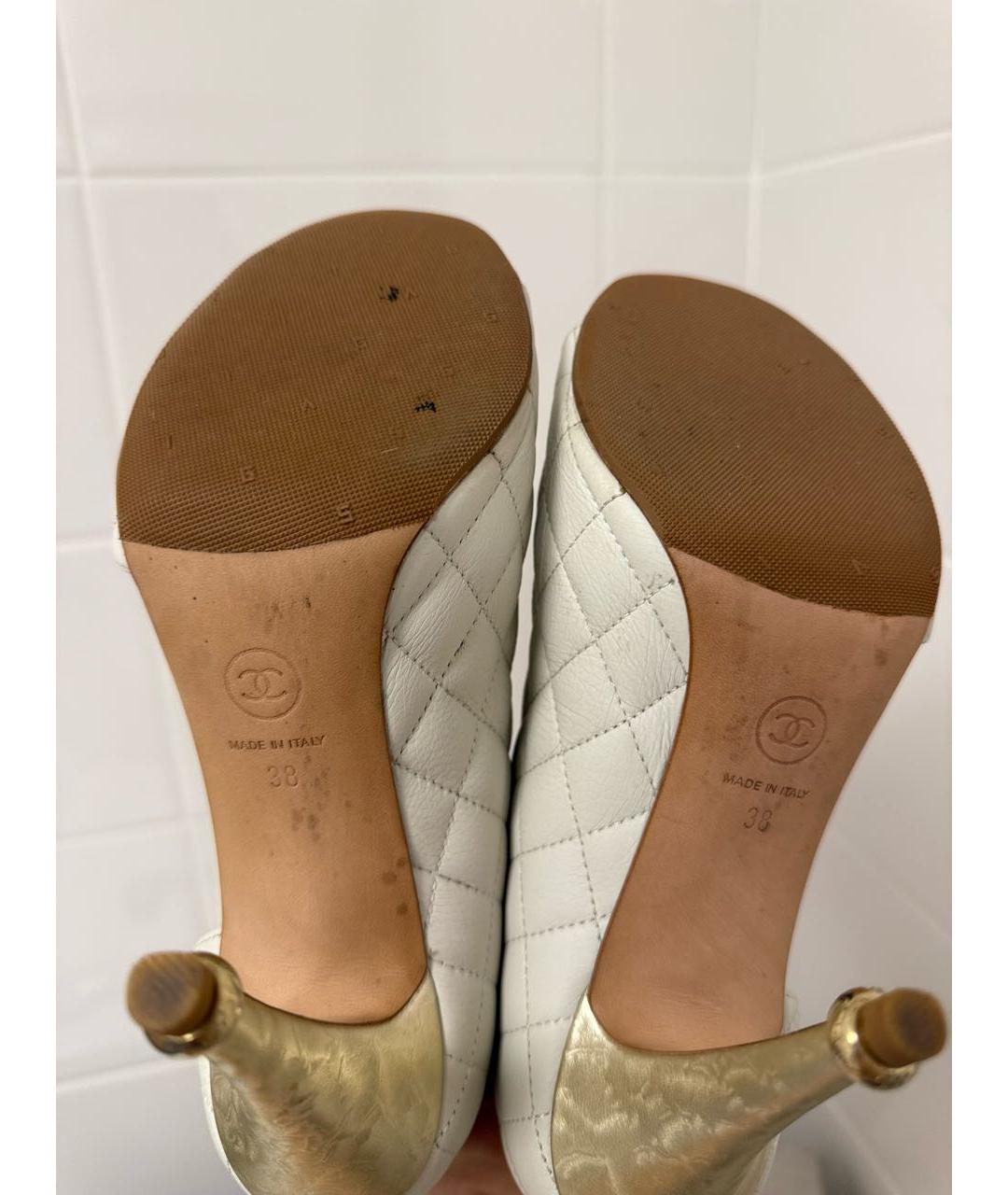 CHANEL Белые кожаные босоножки, фото 5