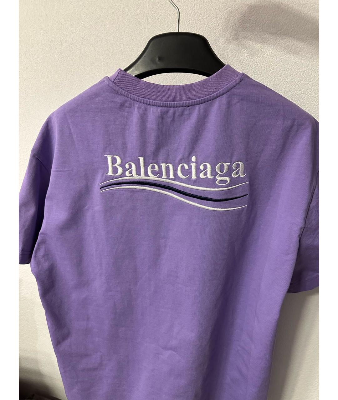 BALENCIAGA Фиолетовая хлопковая футболка, фото 2