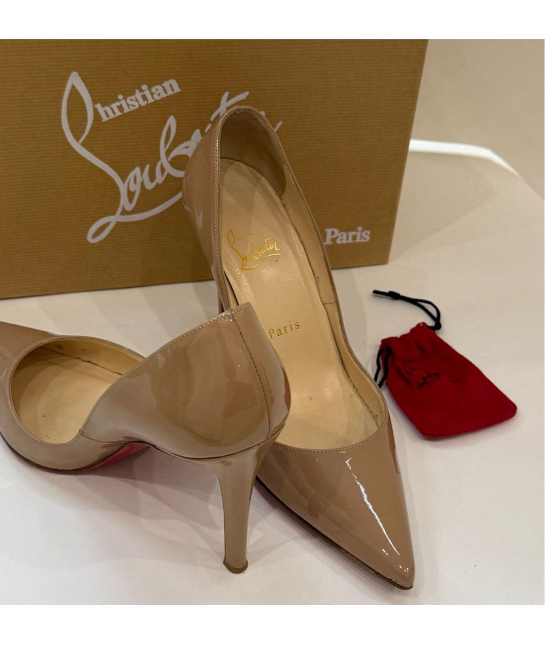 CHRISTIAN LOUBOUTIN Бежевые туфли из лакированной кожи, фото 3