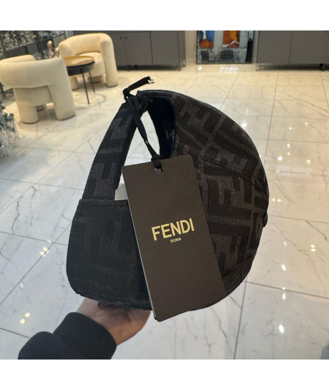 FENDI Черная хлопковая кепка, фото 2