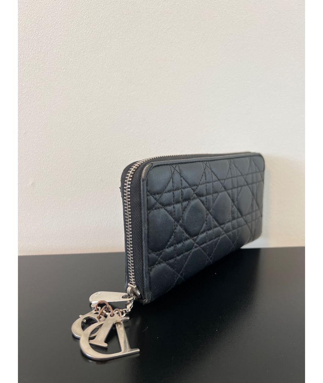 CHRISTIAN DIOR Черный кожаный кошелек, фото 2
