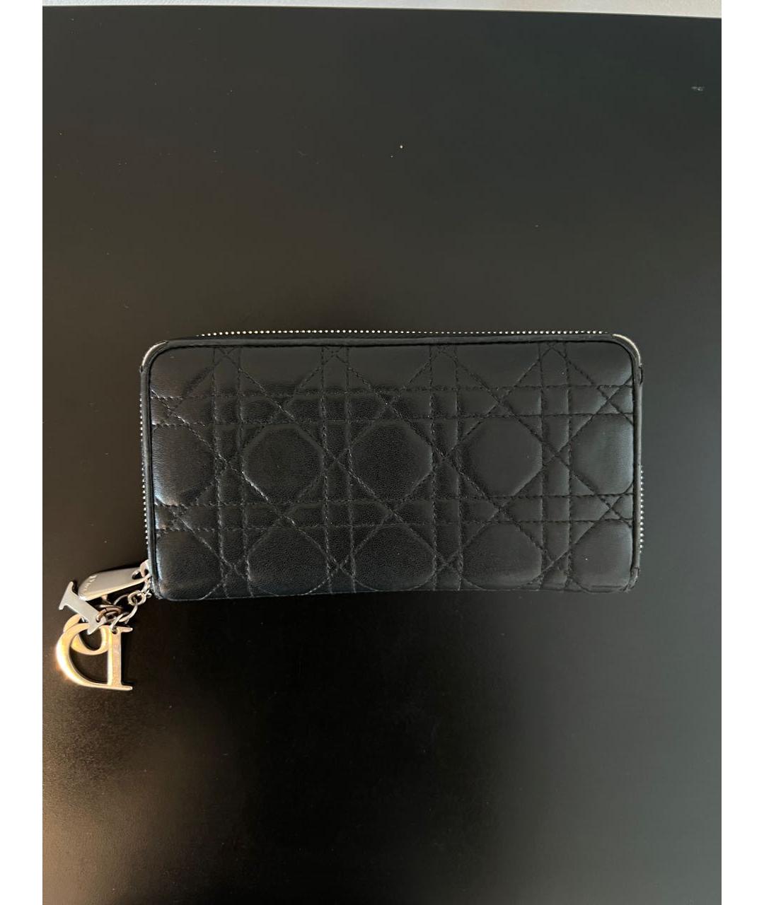 CHRISTIAN DIOR Черный кожаный кошелек, фото 3