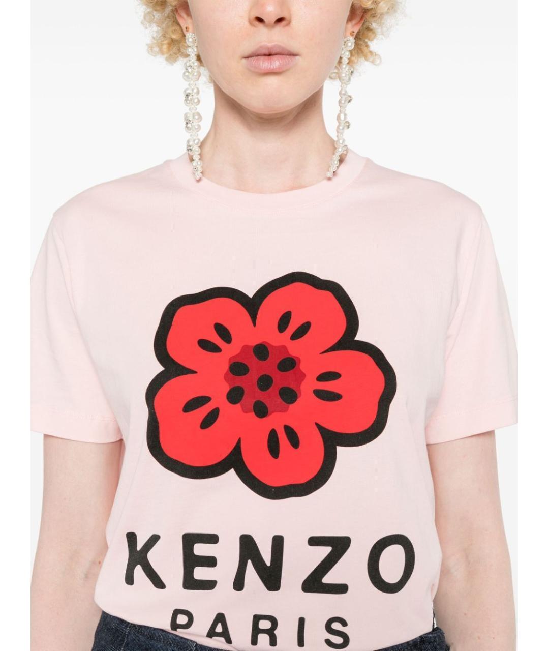 KENZO Розовая хлопковая футболка, фото 2