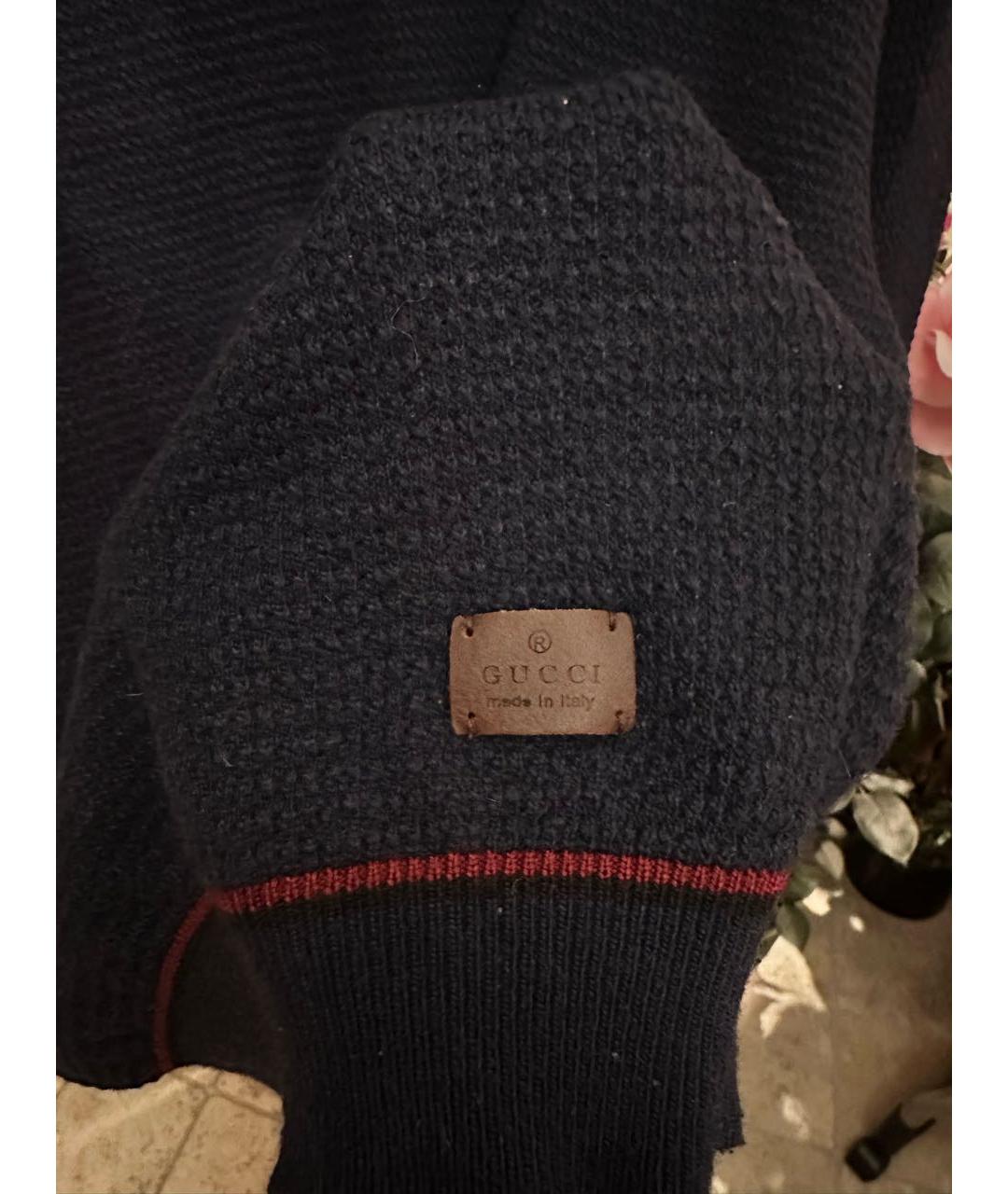 GUCCI Темно-синий шерстяной джемпер / свитер, фото 3