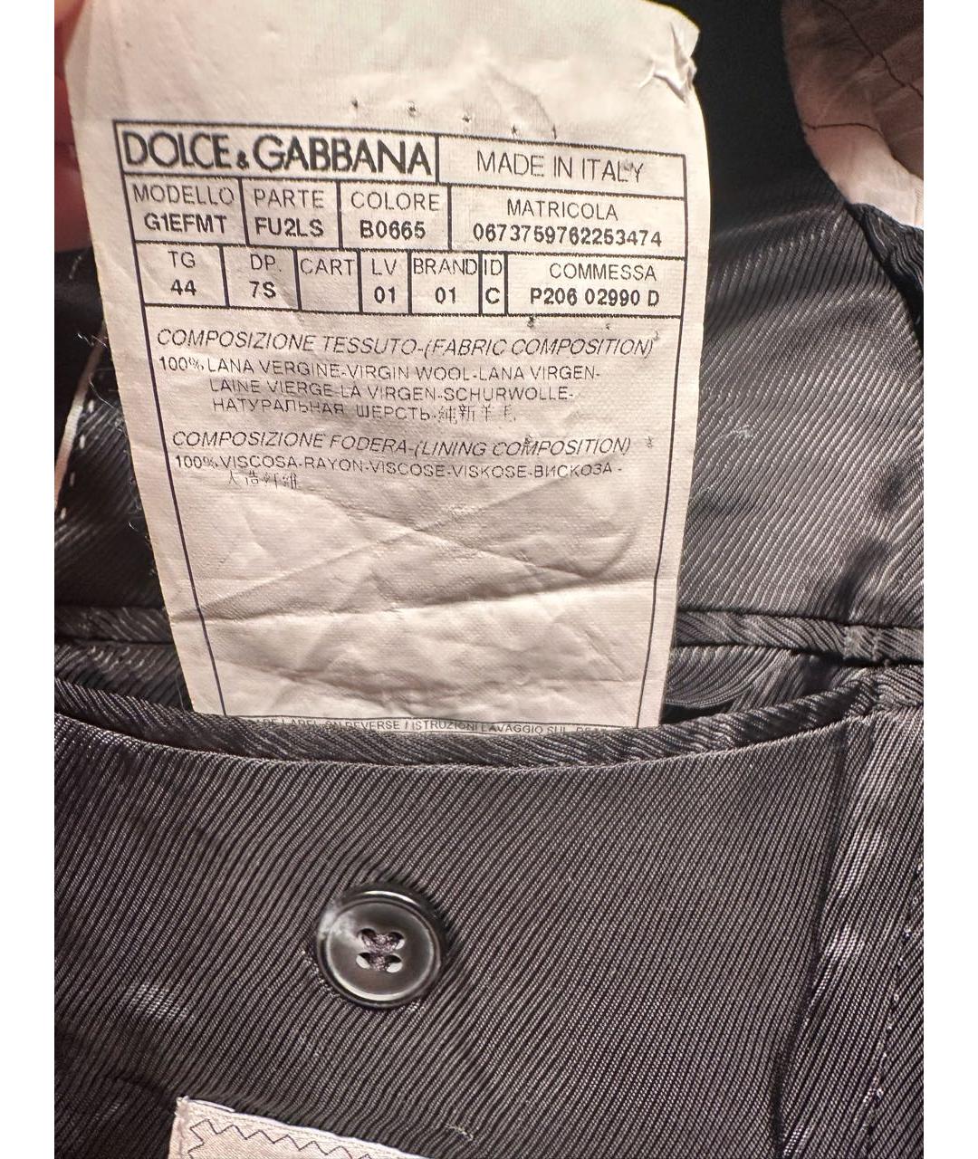 DOLCE&GABBANA Темно-синий шерстяной пиджак, фото 6