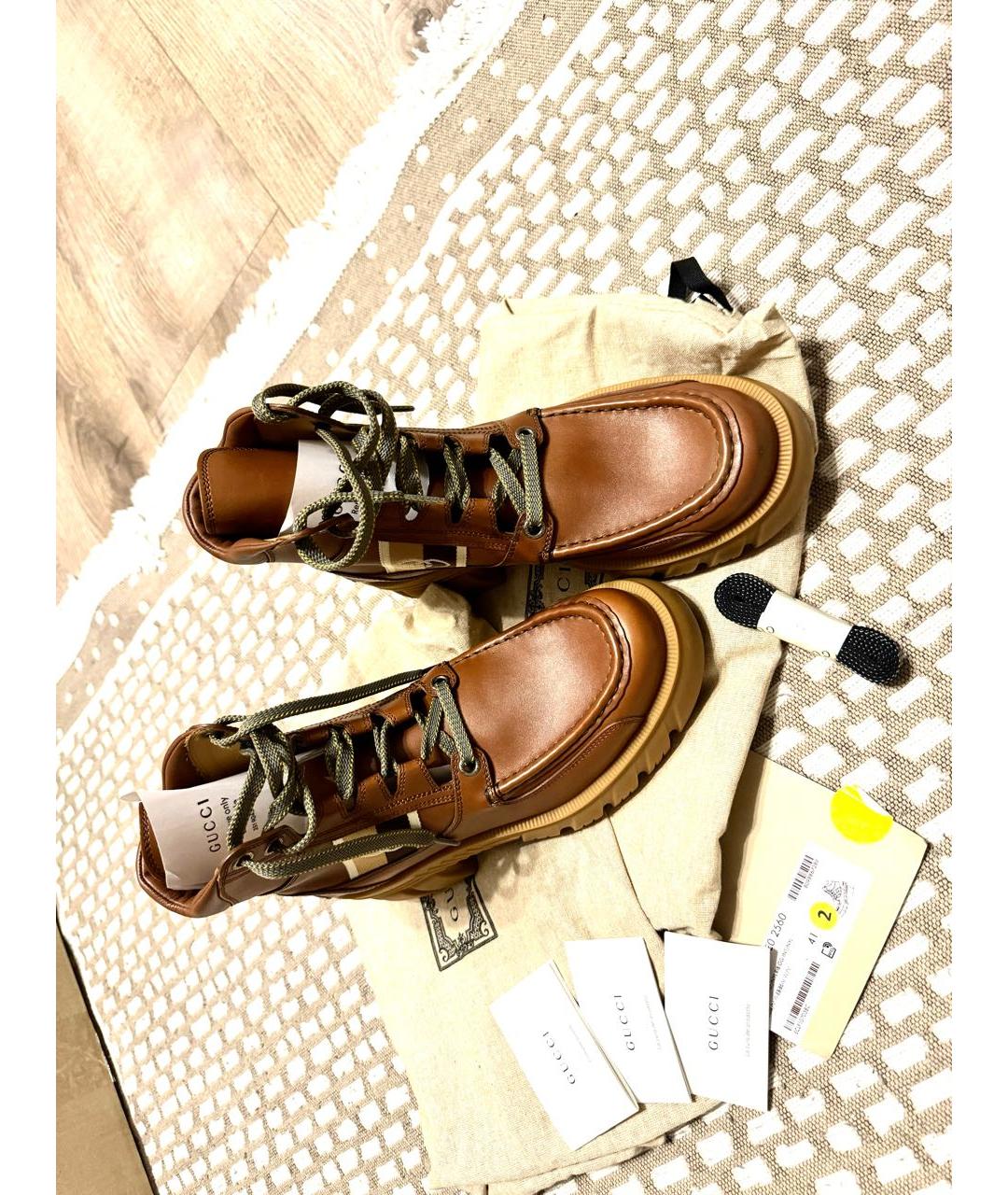 GUCCI Коричневые кожаные ботинки, фото 5