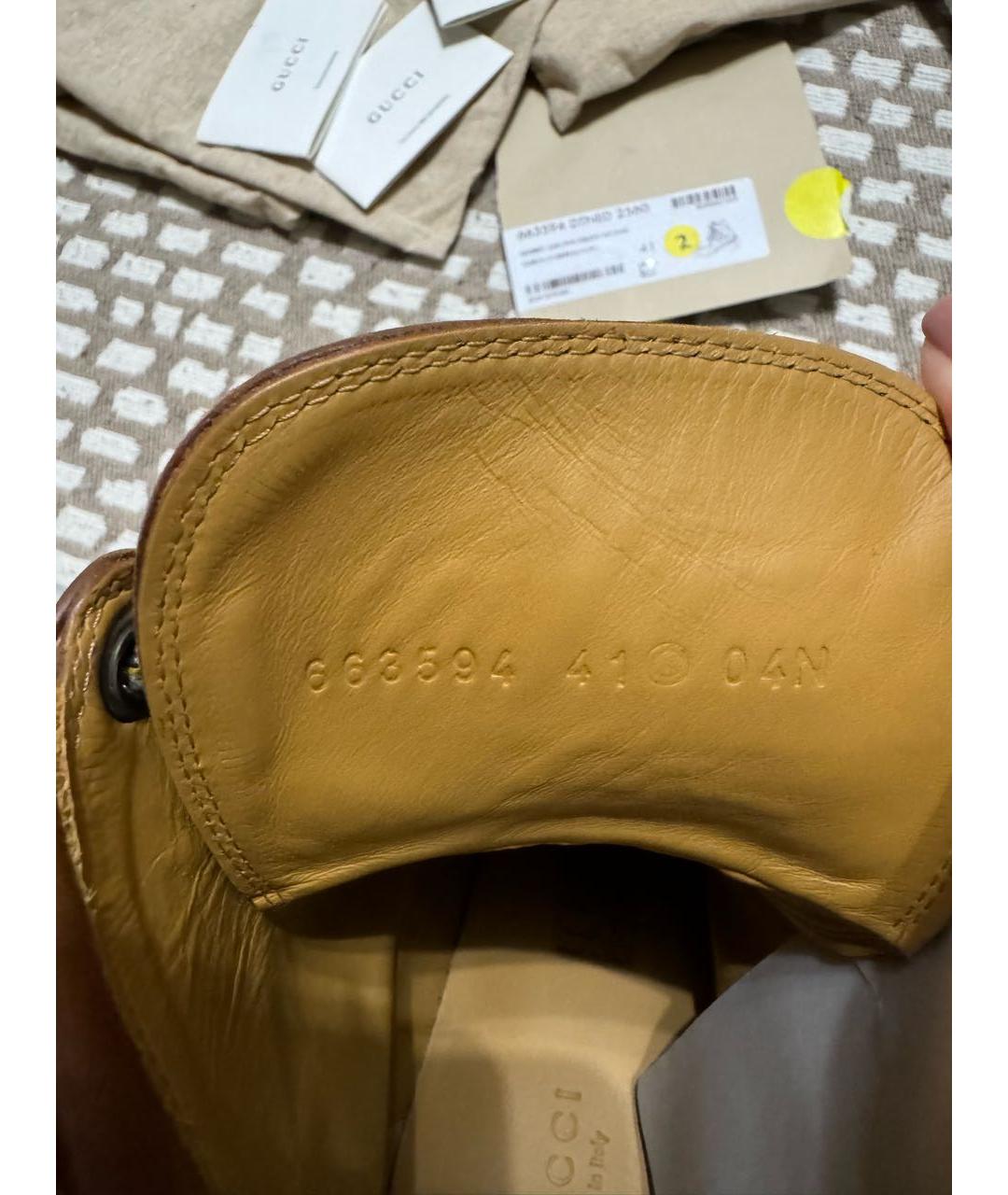 GUCCI Коричневые кожаные ботинки, фото 4