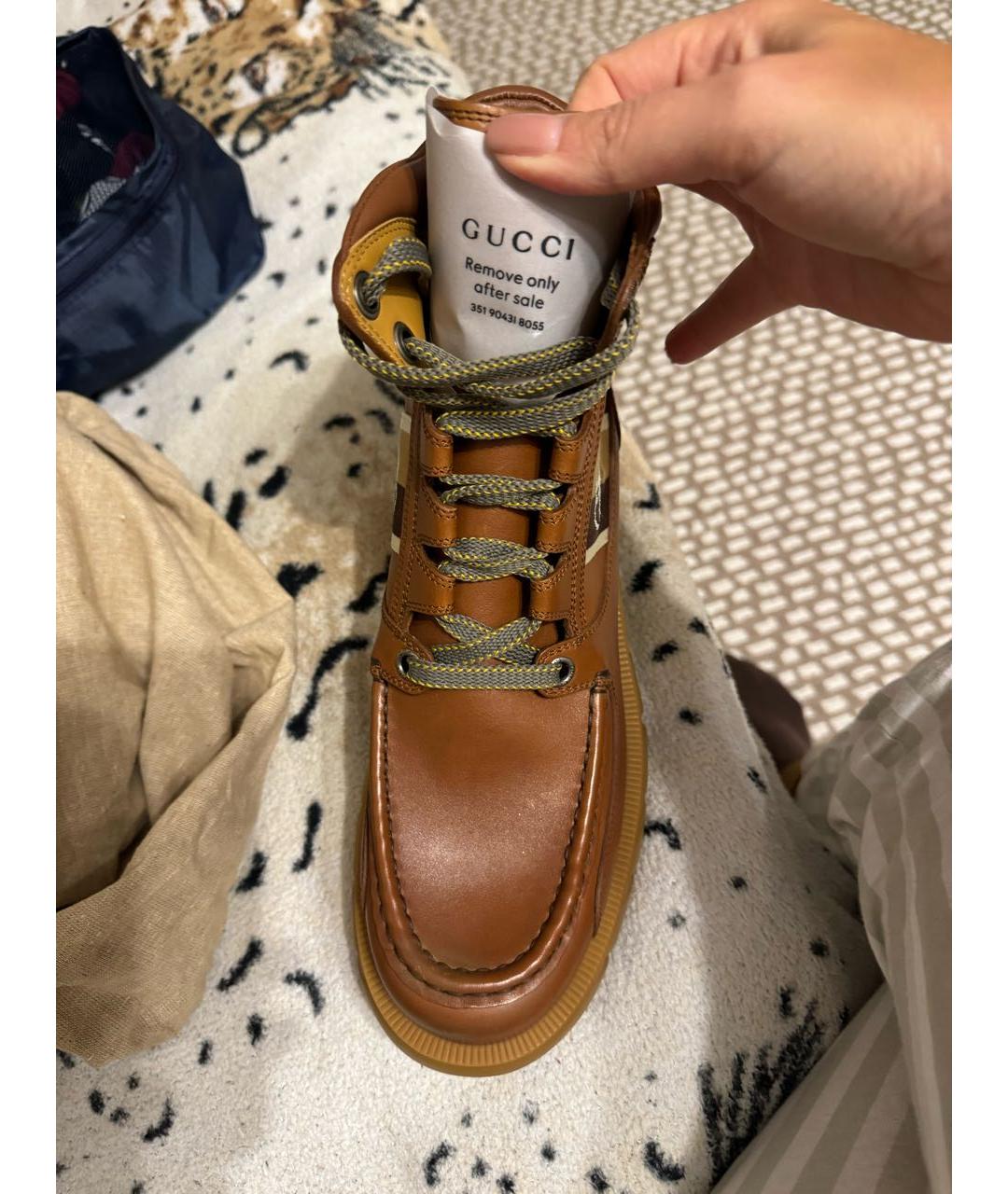 GUCCI Коричневые кожаные ботинки, фото 7