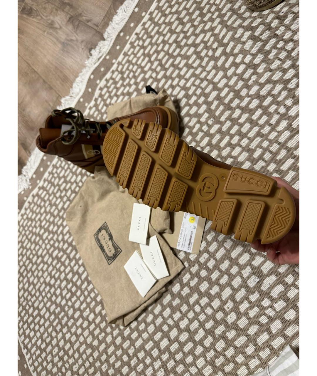 GUCCI Коричневые кожаные ботинки, фото 3