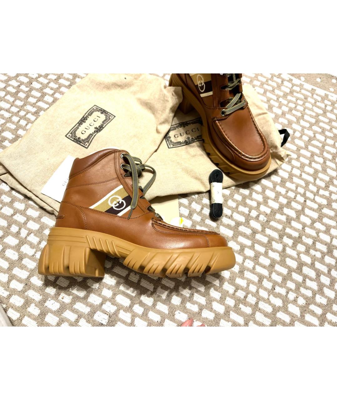 GUCCI Коричневые кожаные ботинки, фото 8