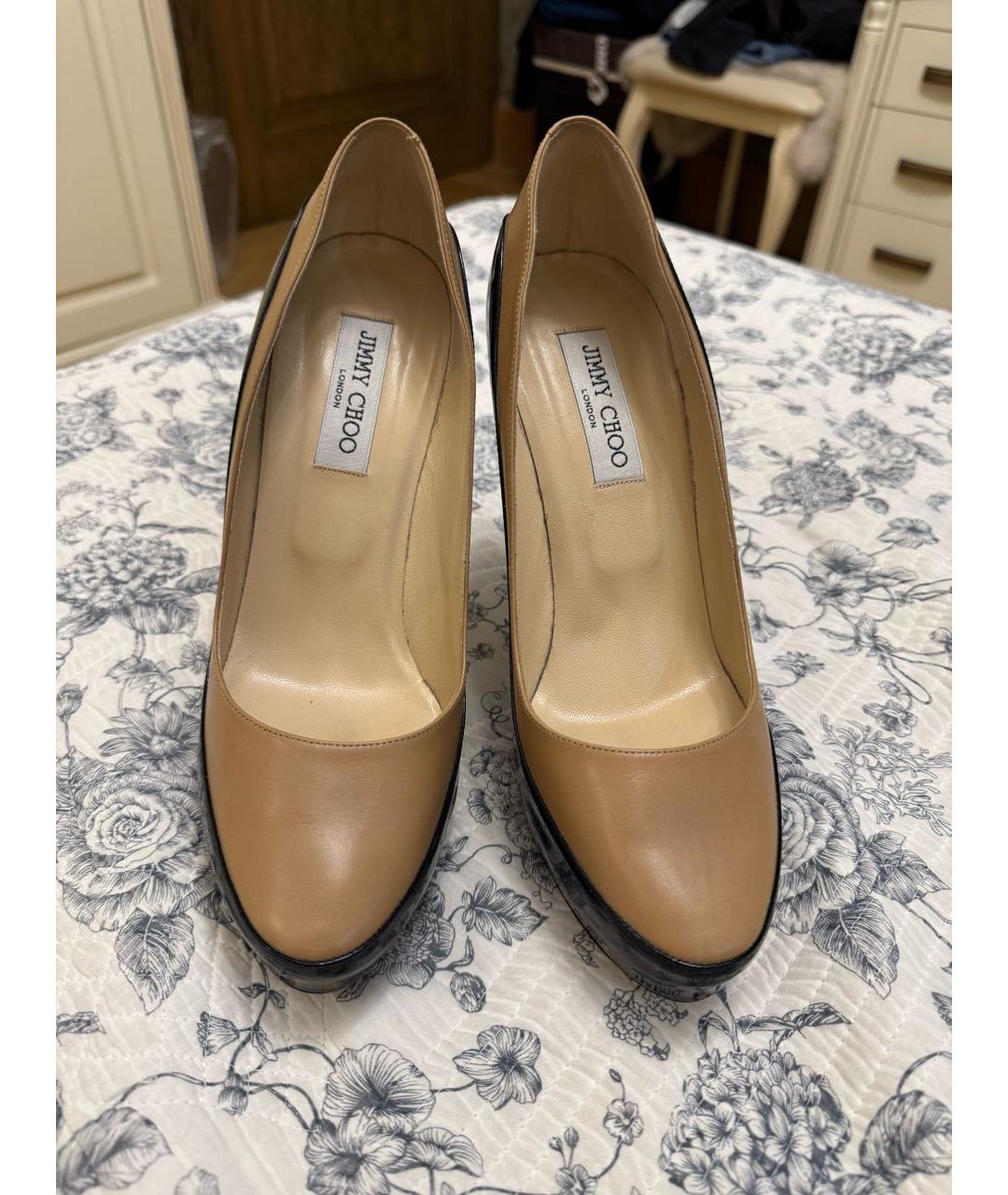 JIMMY CHOO Бежевые кожаные туфли, фото 2