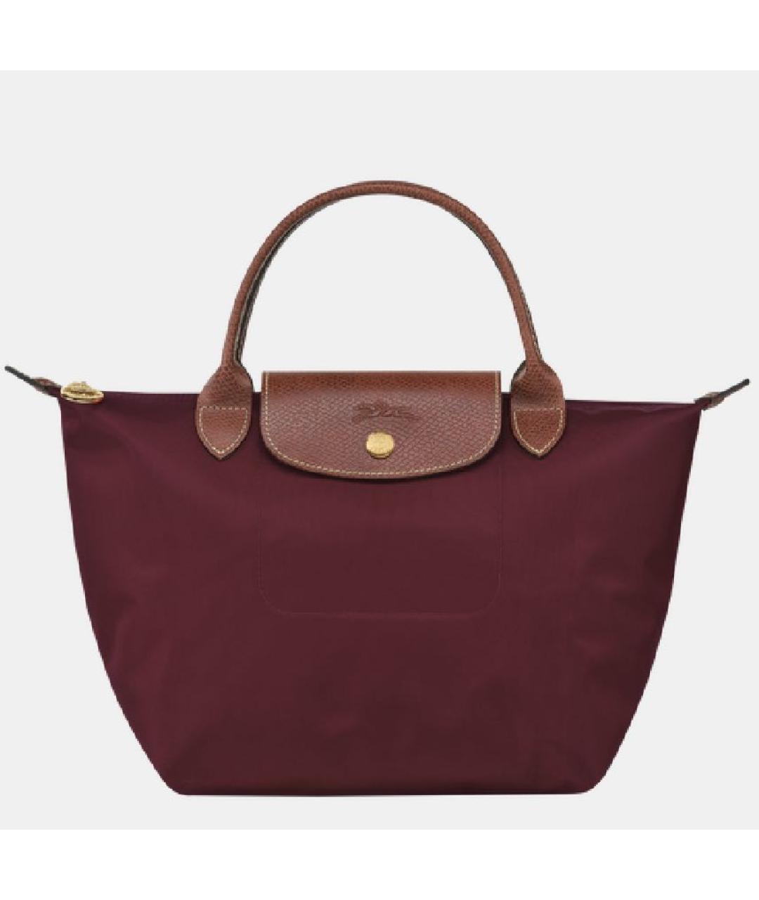 LONGCHAMP Бордовая тканевая сумка тоут, фото 3