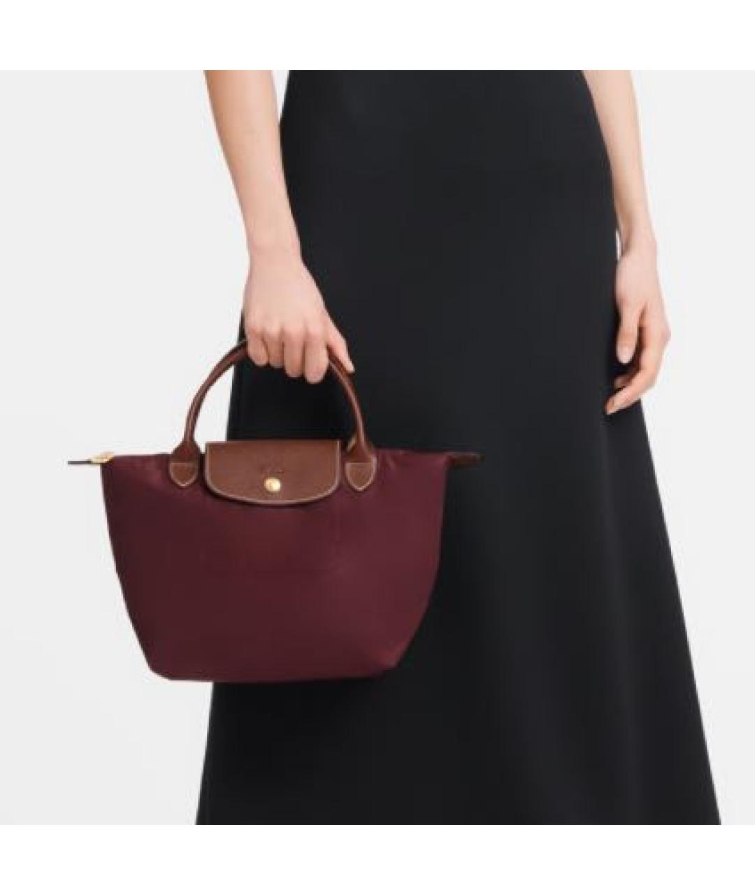 LONGCHAMP Бордовая тканевая сумка тоут, фото 2