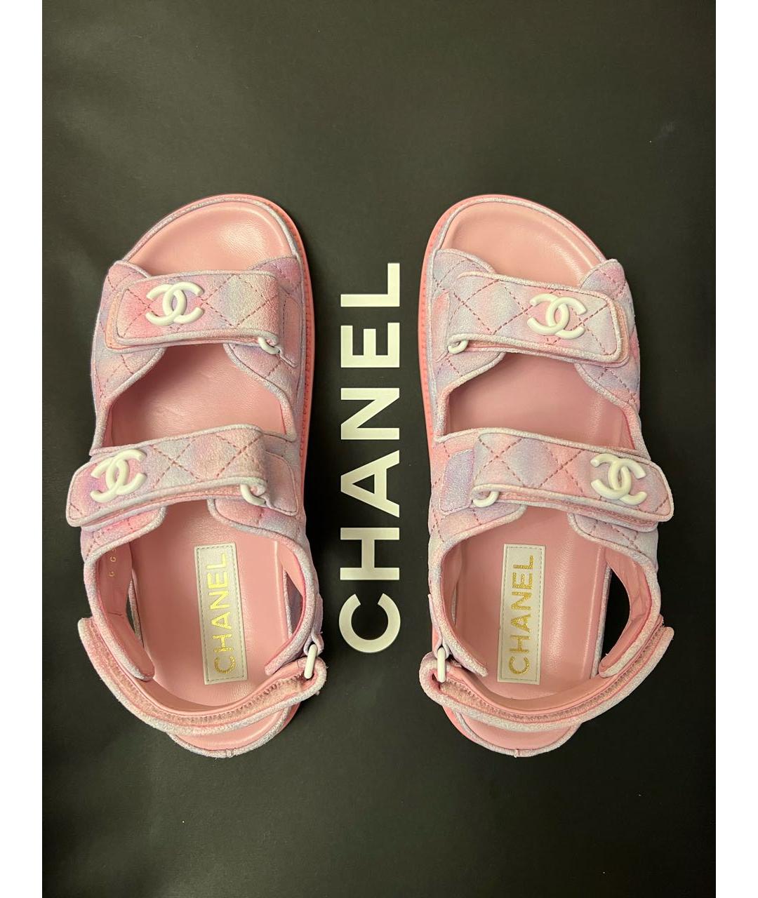 CHANEL Розовые замшевые сандалии, фото 5